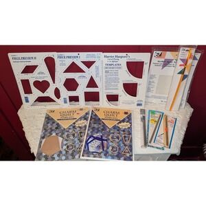 Vintage Quilting Lot 10 Templates Pencils Tools,‎ Mylar, Seamer, EZ